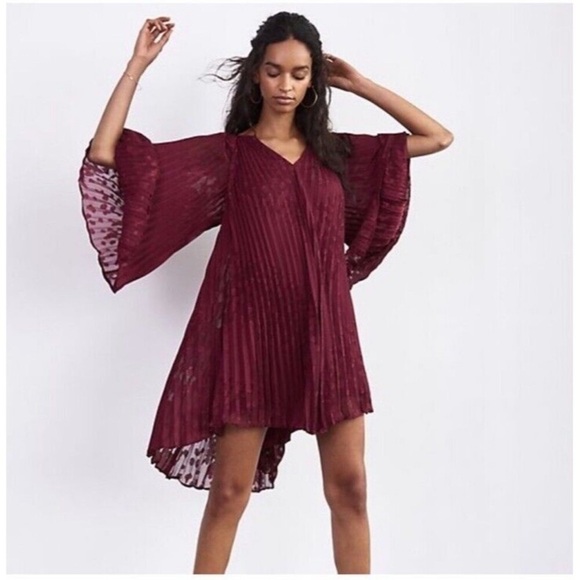 Anthropologie Toulon Pleated Mini Dress- Holidays Christmas Party Bohemian-Small - Picture 3 of 15